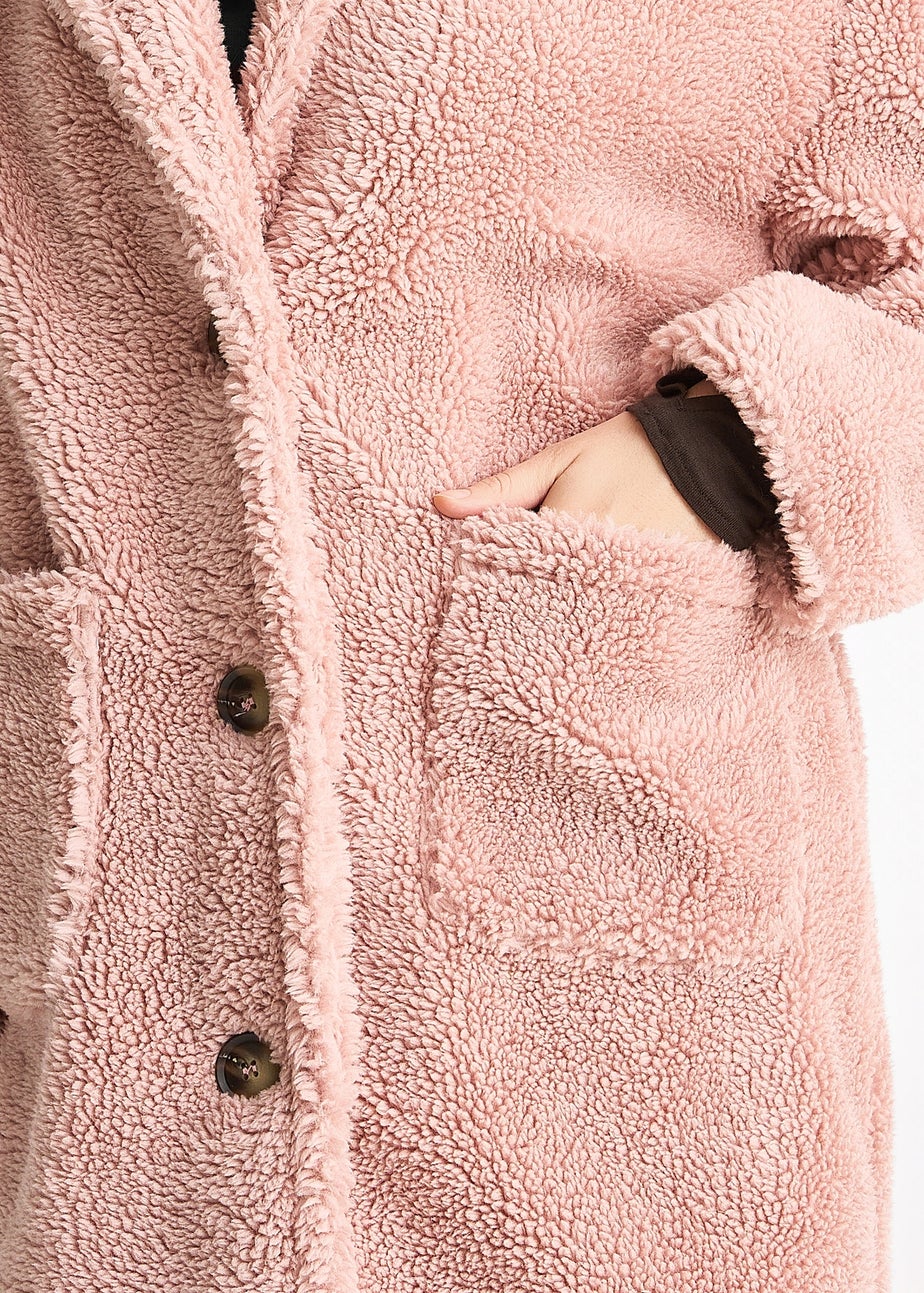 Gini London Blush Longline Teddy Coat