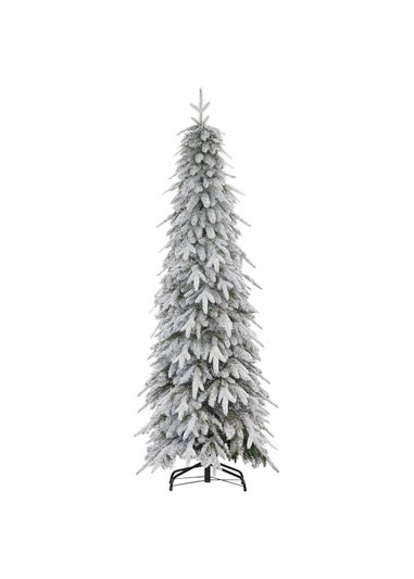 HOMCOM 6ft Flocked Pencil Christmas Tree with Auto Open, Steel Base