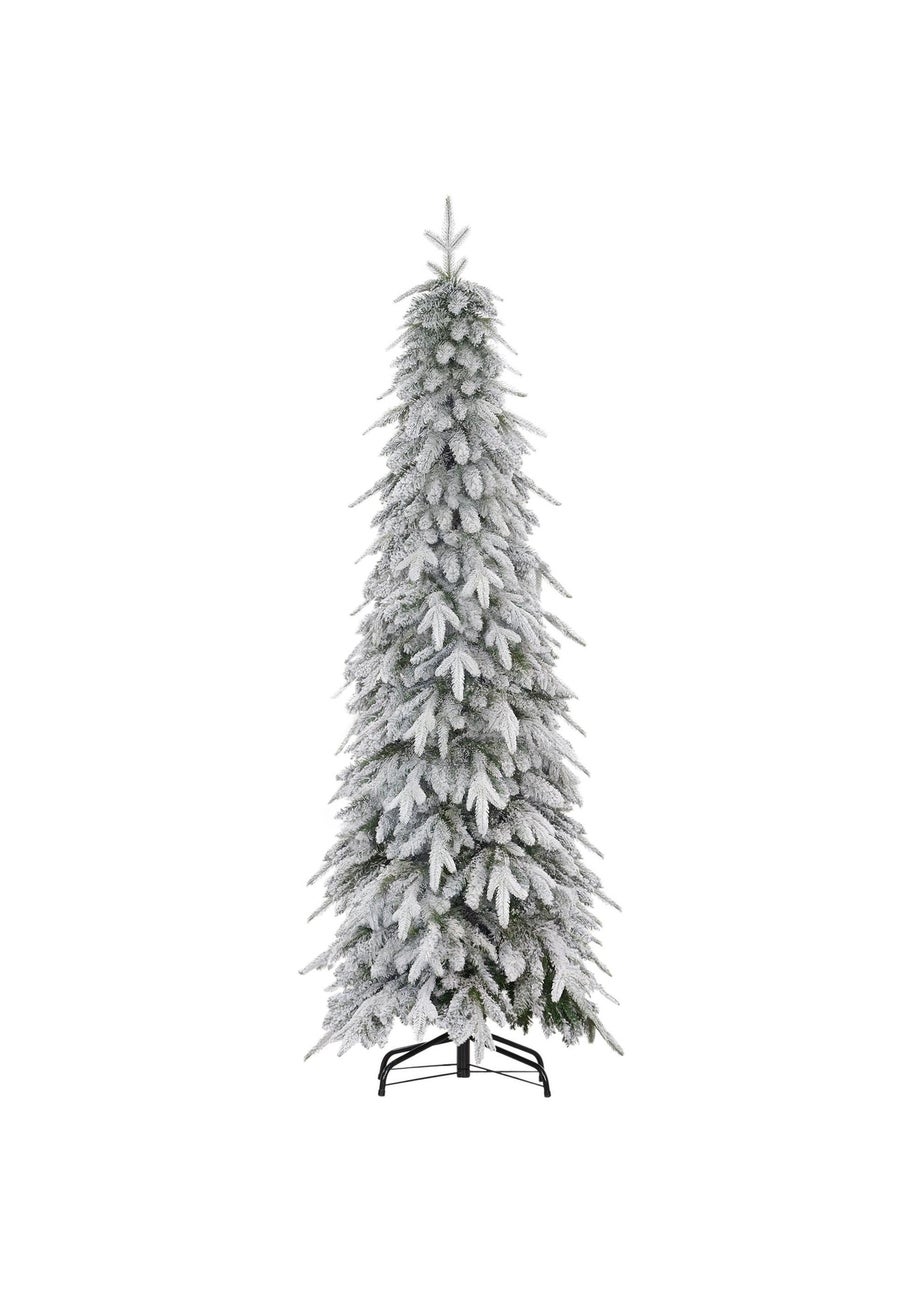 HOMCOM 6ft Flocked Pencil Christmas Tree with Auto Open, Steel Base