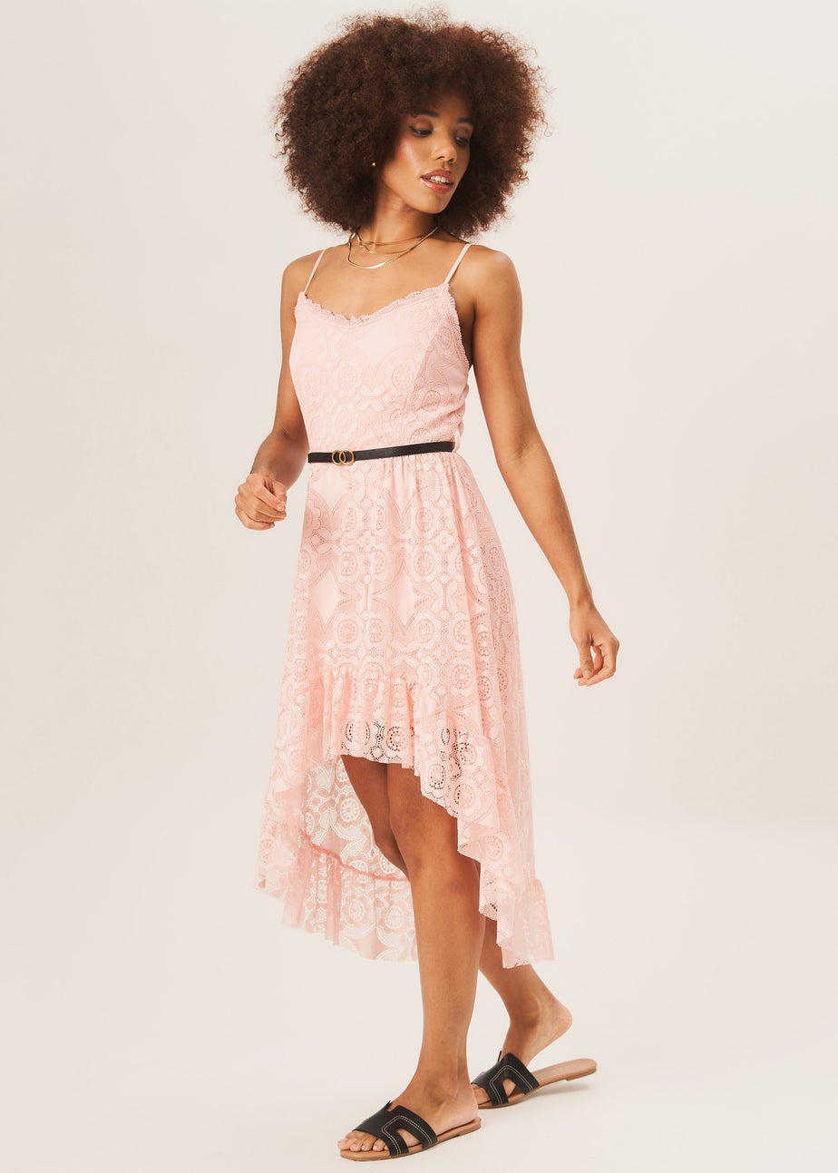 Gini London Blush Strappy Corset Belted Midi Dress