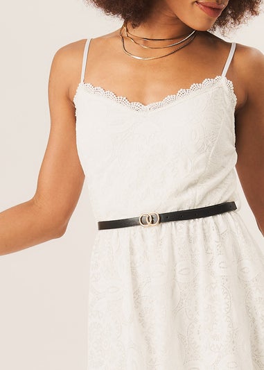 Gini London Ivory Strappy Corset Belted Midi Dress