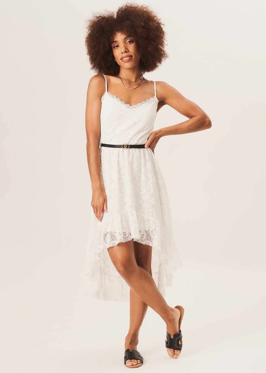 Gini London Ivory Strappy Corset Belted Midi Dress