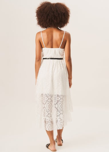 Gini London Ivory Strappy Corset Belted Midi Dress