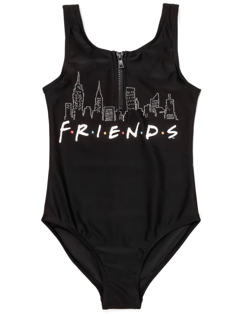 Vanilla Underground Friends Girls Black Swimming Costume (7-15 Years)