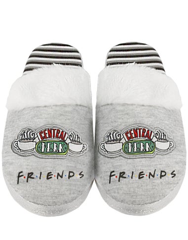 Vanilla Underground Friends Girls Grey Central Perk Graphic Mule Slippers (1 - 4 Older)