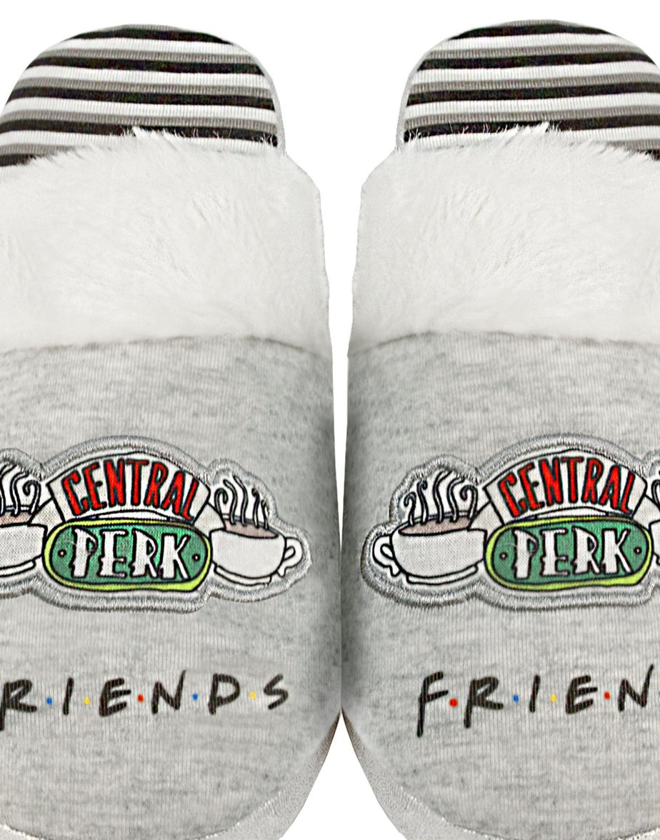 Vanilla Underground Friends Girls Grey Central Perk Graphic Mule Slippers (1 - 4 Older)