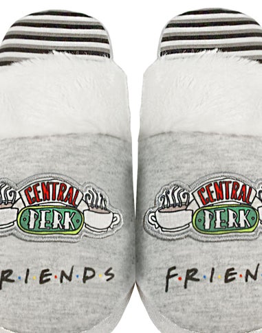 Vanilla Underground Friends Girls Grey Central Perk Graphic Mule Slippers (1 - 4 Older)