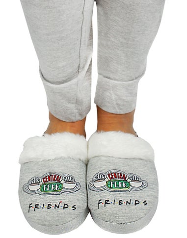Vanilla Underground Friends Girls Grey Central Perk Graphic Mule Slippers (1 - 4 Older)