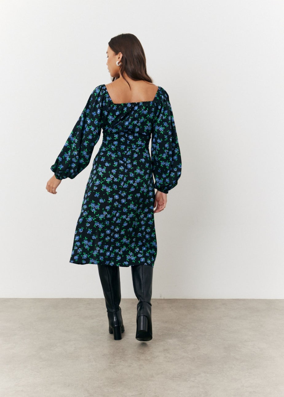 In The Style Black Floral Midi Dress