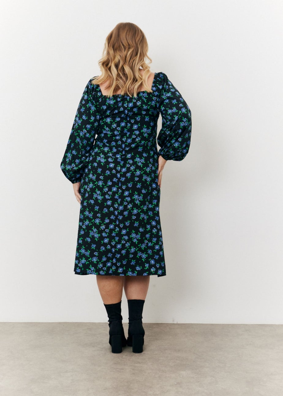 In The Style Black Floral Midi Dress