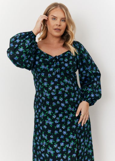 In The Style Black Floral Midi Dress