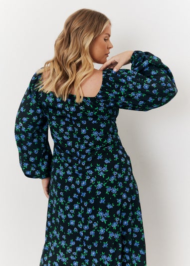 In The Style Black Floral Midi Dress