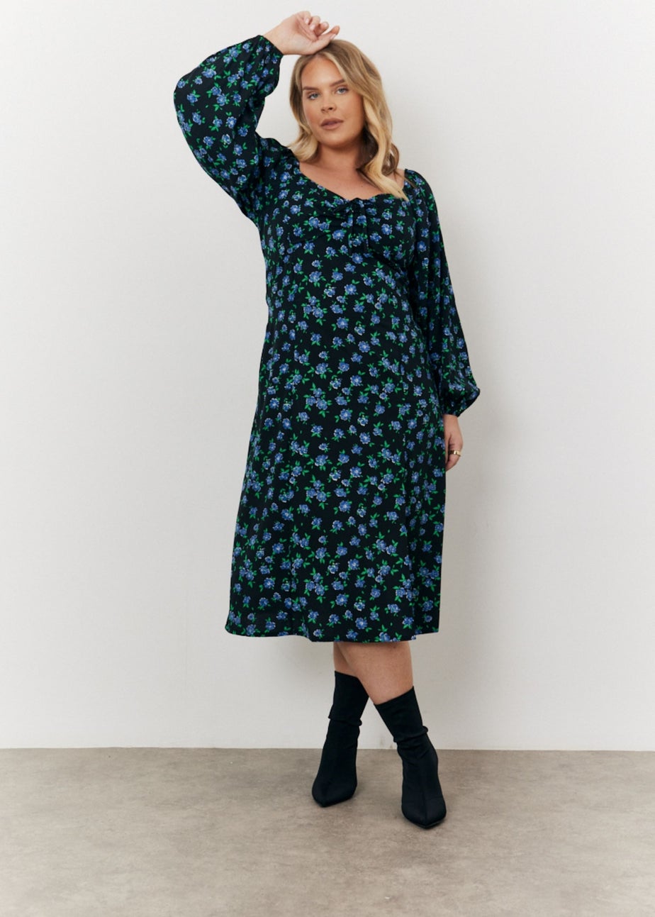 In The Style Black Floral Midi Dress