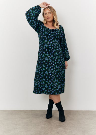 In The Style Black Floral Midi Dress