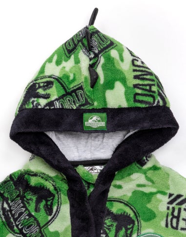 Jurassic World Boys Green Camo Logo Print Bathrobe (4 - 12 Years)