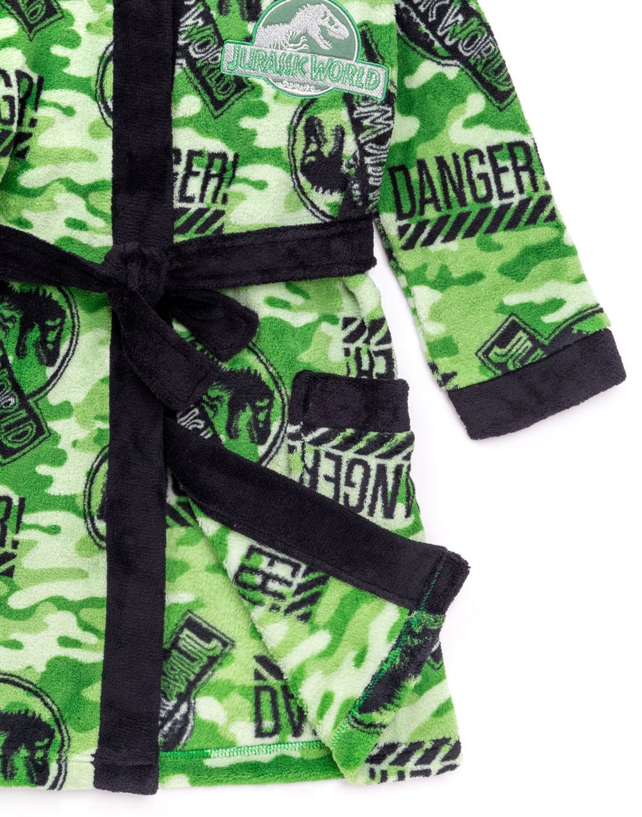 Jurassic World Boys Green Camo Logo Print Bathrobe (4 - 12 Years)