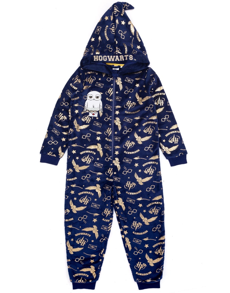 Vanilla Underground Harry Potter Girls Blue Hedwig Applique Onesie (5-15 Years)