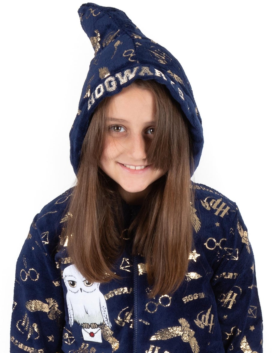 Vanilla Underground Harry Potter Girls Blue Hedwig Applique Onesie (5-15 Years)