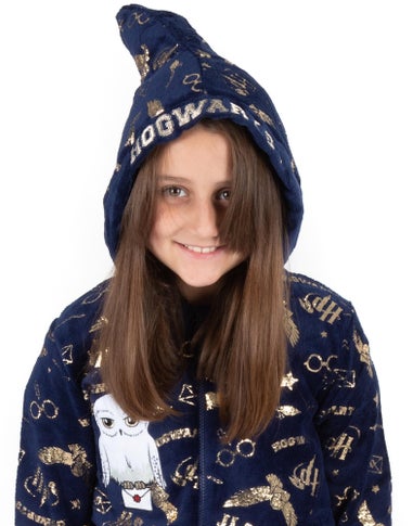 Vanilla Underground Harry Potter Girls Blue Hedwig Applique Onesie (5-15 Years)