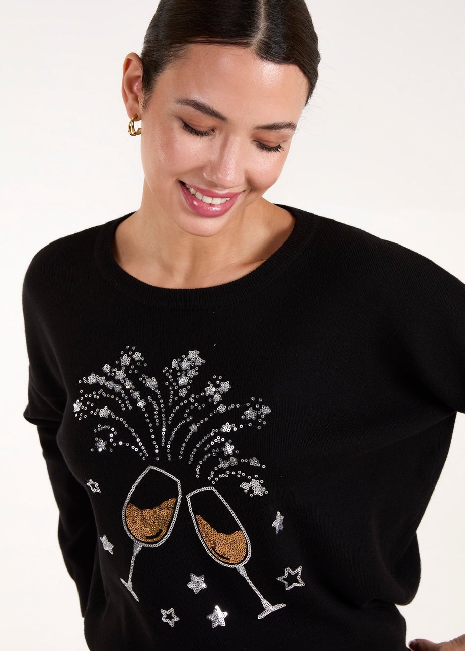Blue Vanilla Black Champagne Glass Christmas Jumper