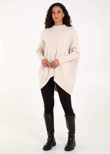 Blue Vanilla Stone Basket Weave High Neck Jumper