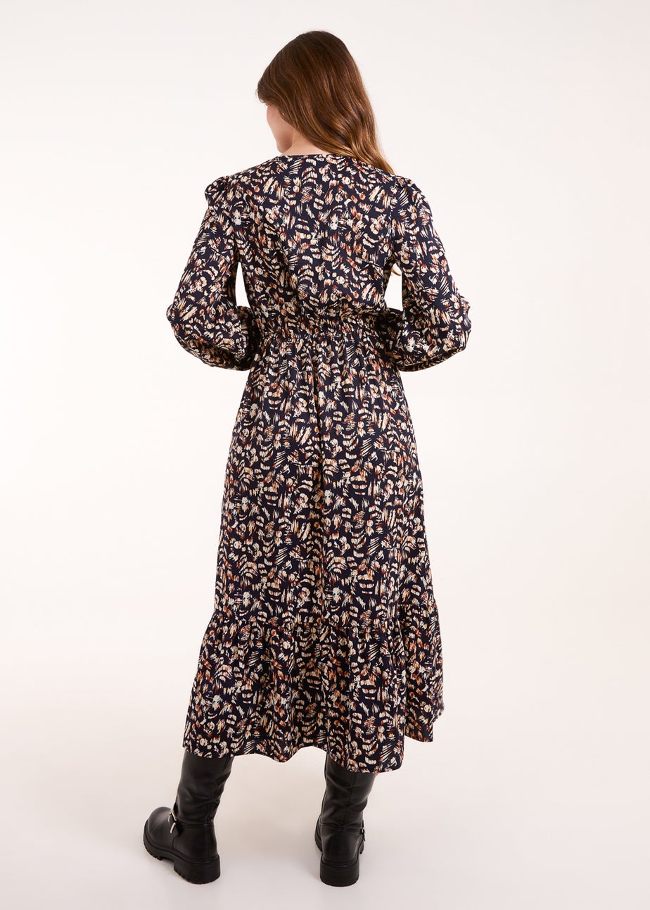 Blue Vanilla Navy Button Down Frill Hem Dress