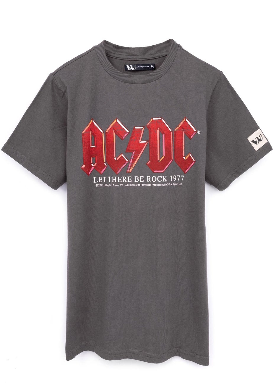 AC/DC Boys Grey Band Distressed Logo T-Shirt (3-12 Years)