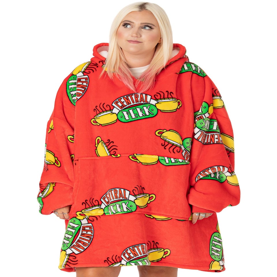 Friends Unisex Red Central Perk Logo Blanket Hoodie