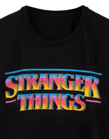 Vanilla Underground Stranger Things Mens Black Retro Logo T-Shirt