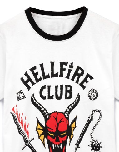 Vanilla Underground Stranger Things Mens White Hellfire Club Logo T-Shirt