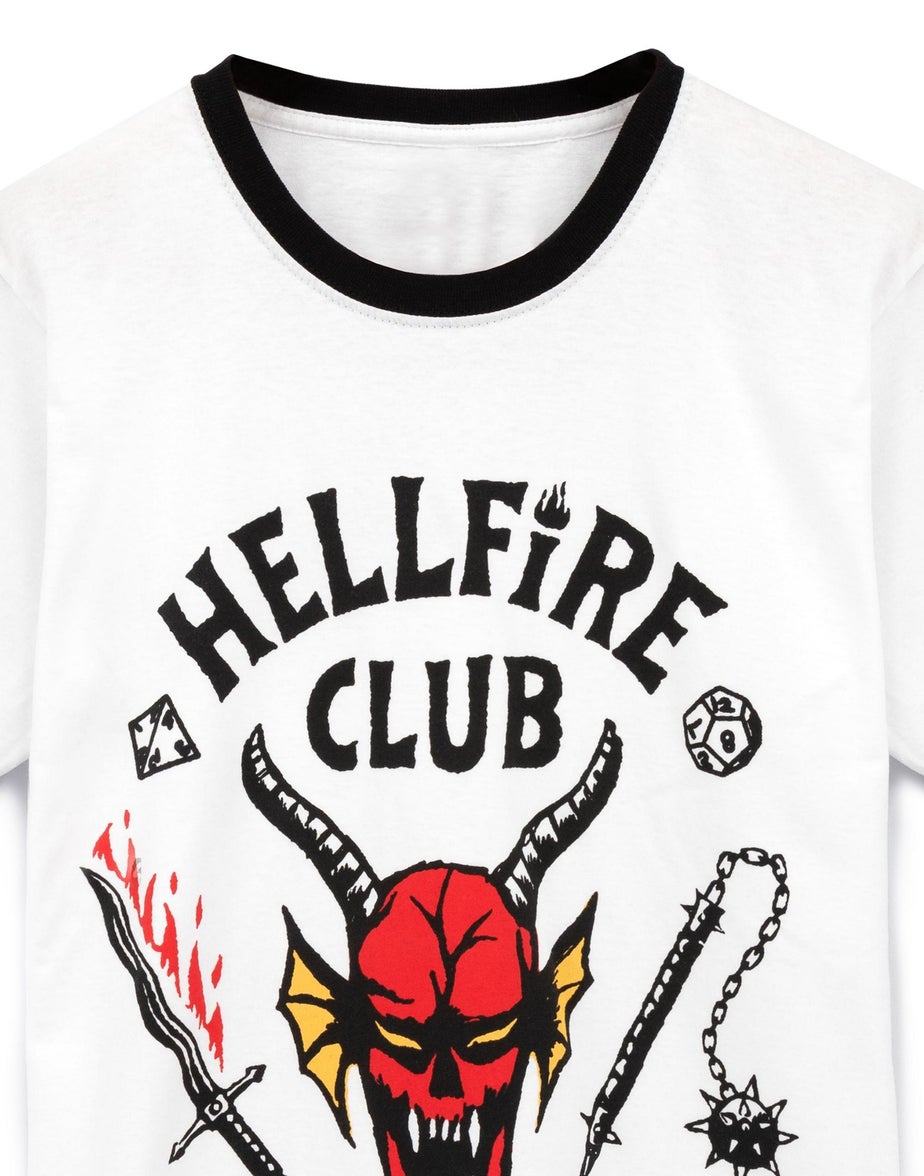 Vanilla Underground Stranger Things Mens White Hellfire Club Logo T-Shirt
