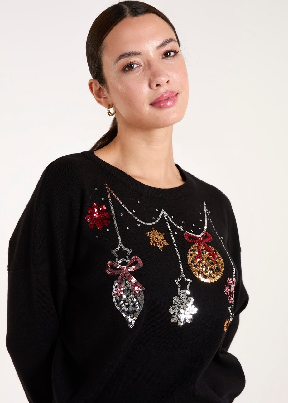 Blue Vanilla Silver Jingle Bell Bauble Christmas Jumper