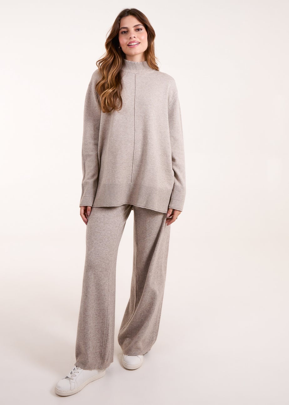 Blue Vanilla Brown Wide Leg Knit Trouser & Jumper Set