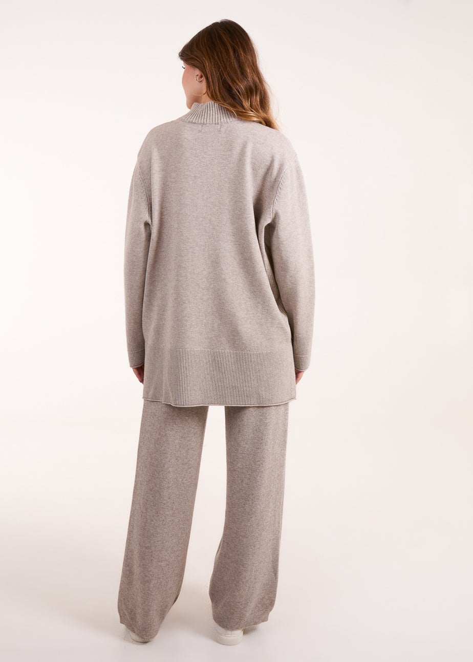 Blue Vanilla Brown Wide Leg Knit Trouser & Jumper Set