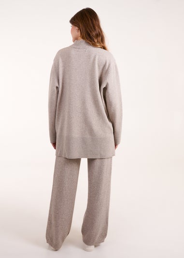 Blue Vanilla Brown Wide Leg Knit Trouser & Jumper Set