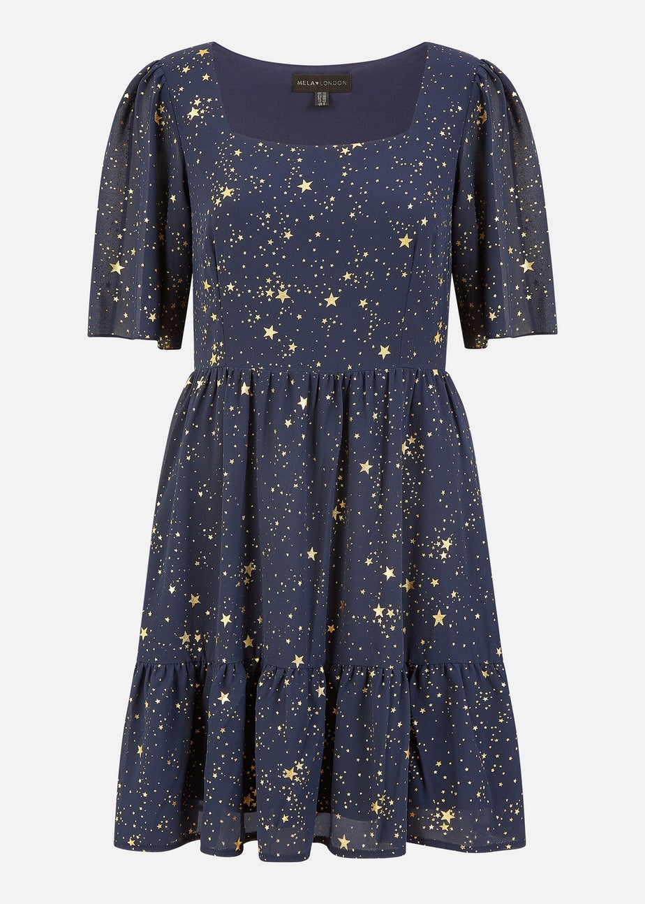 Mela Navy Star Print Skater Dress