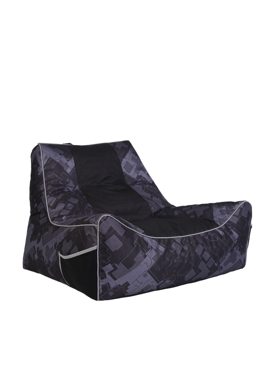 Kaikoo Black/Grey Relaxer Gaming Chair with Quilting