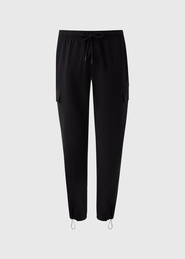 Black Tech Cuffed Cargo Trousers