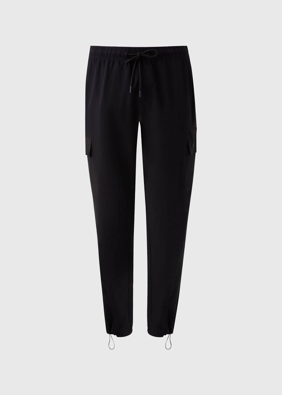 Black Tech Cuffed Cargo Trousers