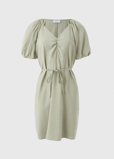 Sage Green Tie Waist Mini Dress