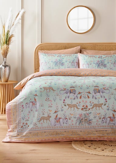 Duck Egg Blue Floral & Elephant Duvet Set