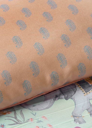 Duck Egg Blue Floral & Elephant Duvet Set