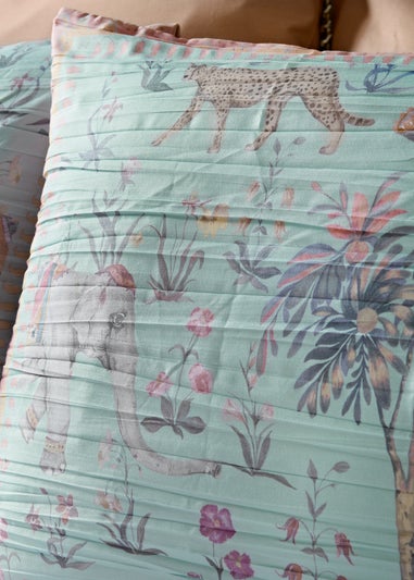 Duck Egg Blue Floral & Elephant Duvet Set