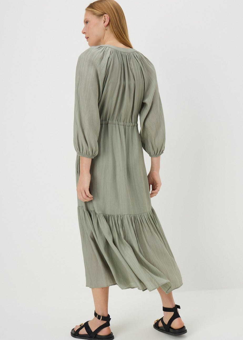 Sage Green Raglan Shirt Midi Dress