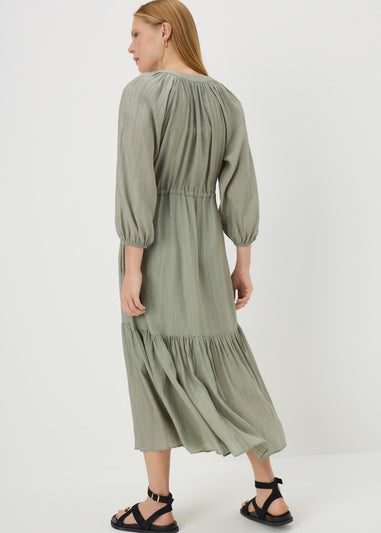 Sage Green Raglan Shirt Midi Dress