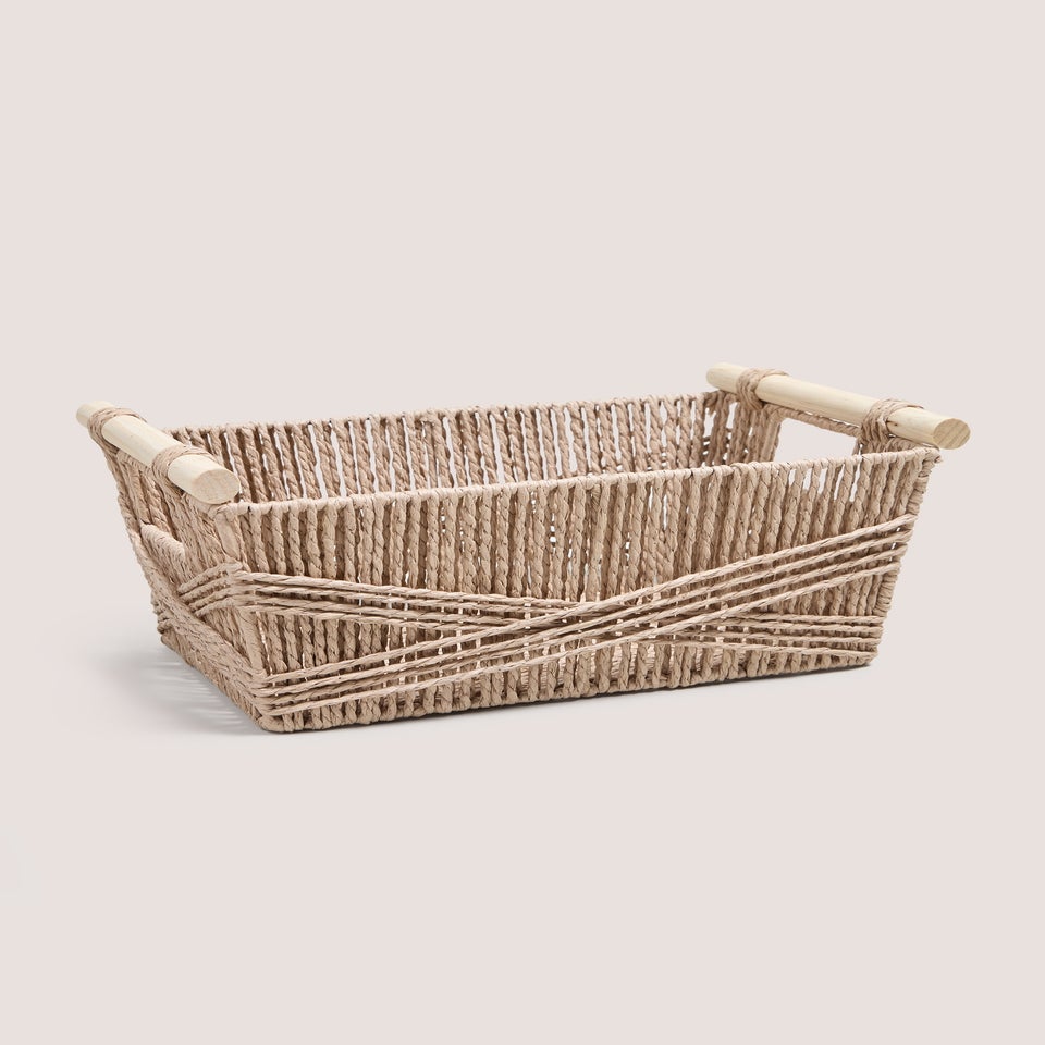 Neutral Wooden Handle Basket