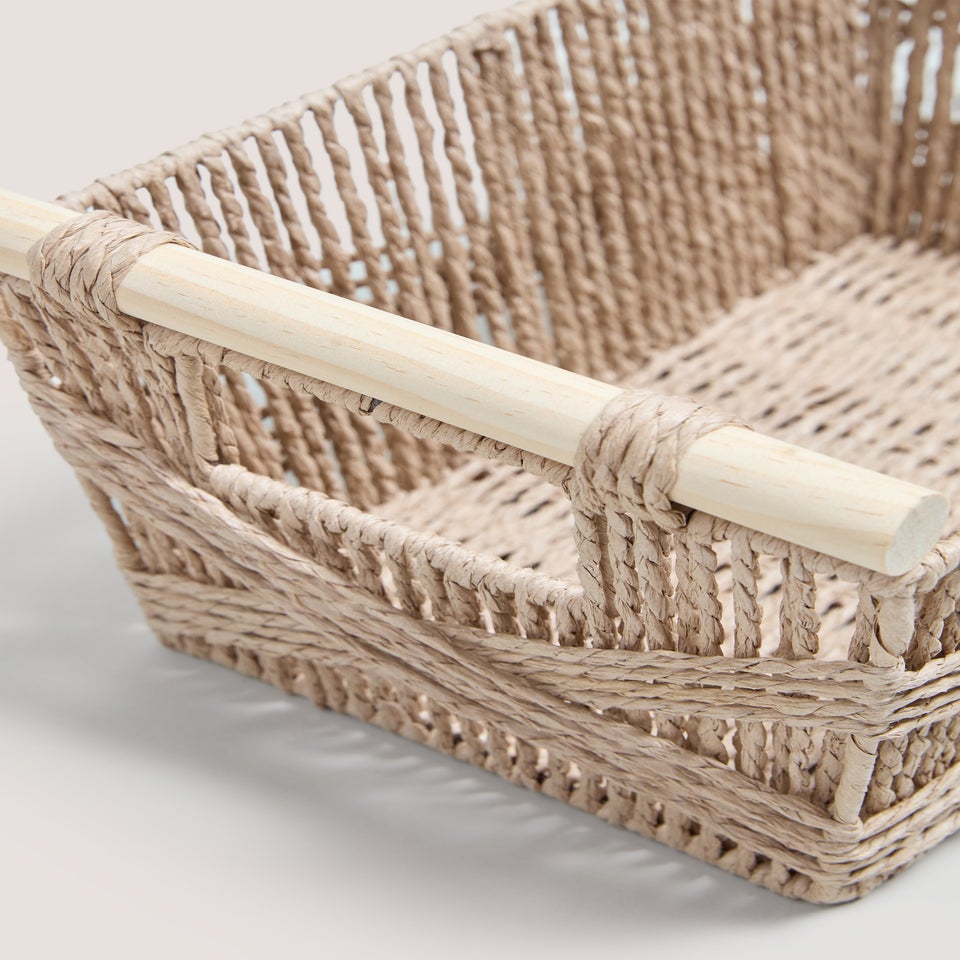 Neutral Wooden Handle Basket