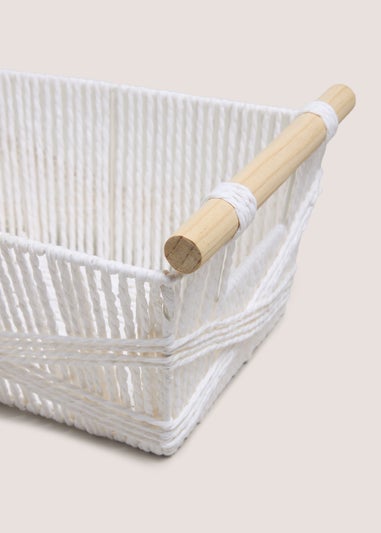 White Wooden Handle Basket