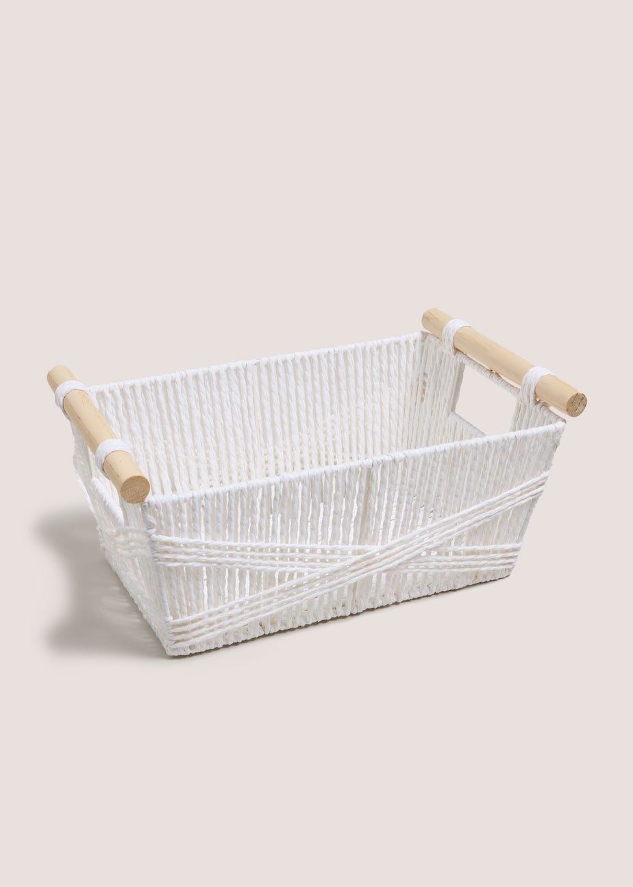 White Wooden Handle Basket
