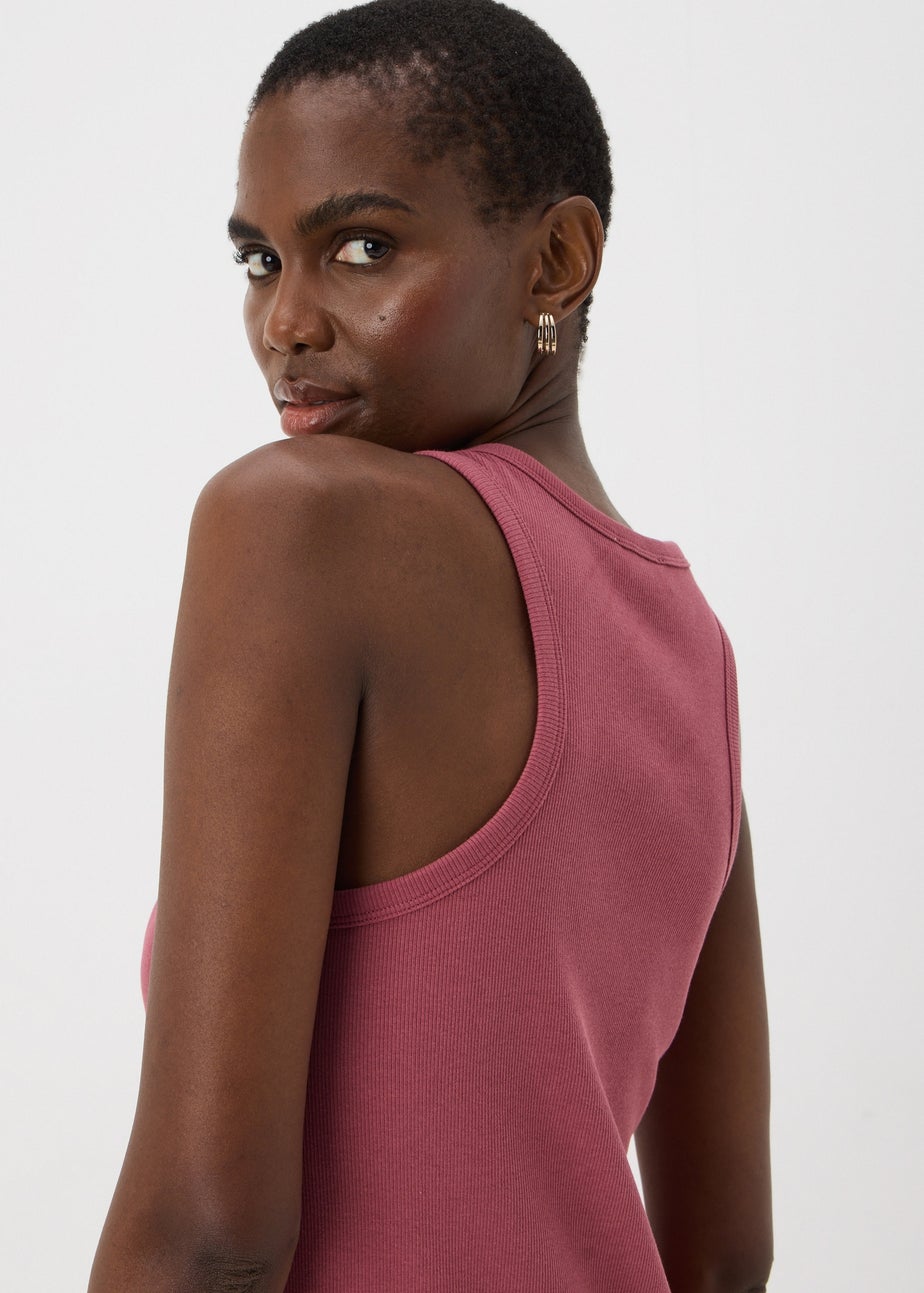 Raspberry Racer Back Ribbed Midi Dress